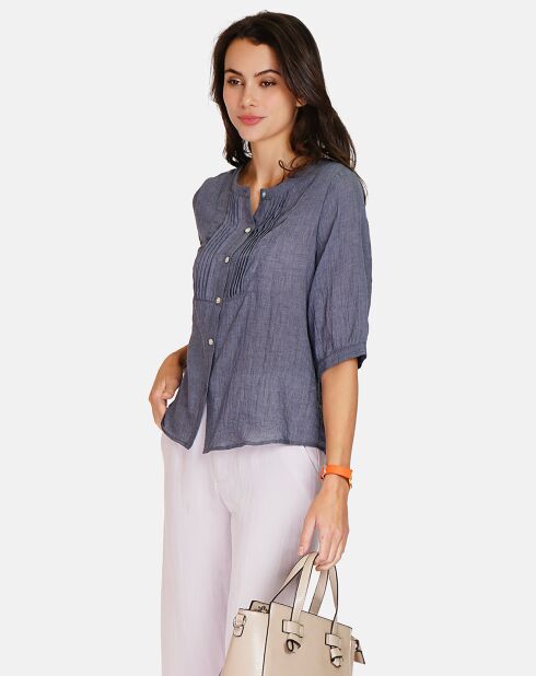 Chemise 100% Lin Laura marine delavé