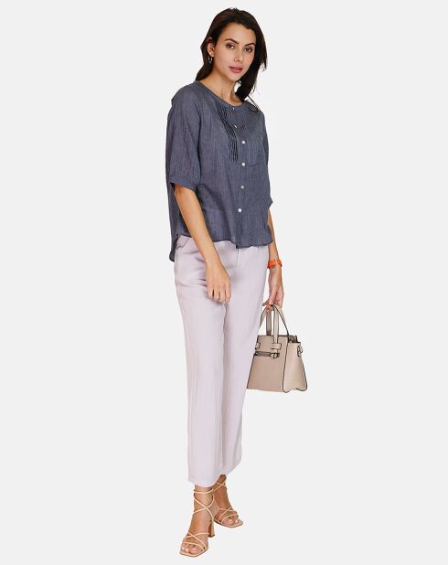 Chemise 100% Lin Laura marine delavé