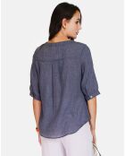 Chemise 100% Lin Laura marine delavé