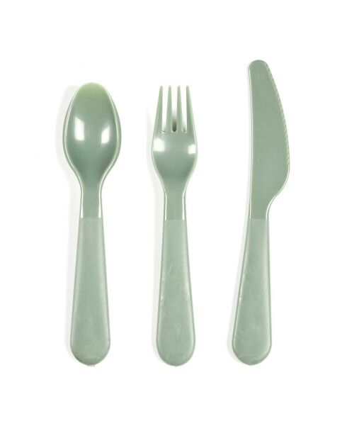 Set de 12 couverts vert/jaune