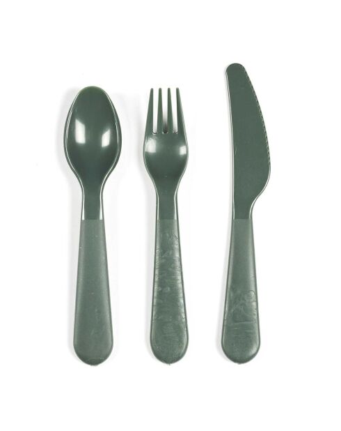 Set de 12 couverts vert/jaune