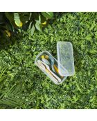 Set de 12 couverts vert/jaune