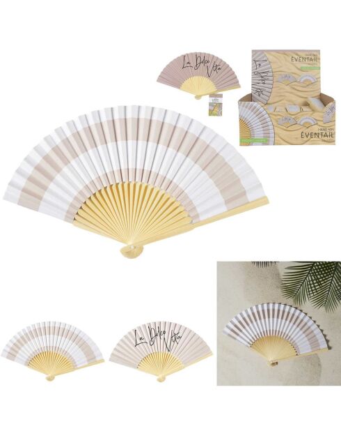 2 abanicos de madera nude en colores aleatorios - 42x2x23 cm