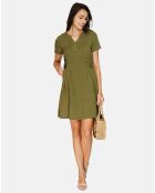 Robe en Lin & Coton Rose kaki claire