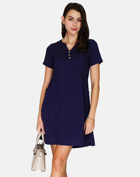 Robe en Lin & Coton Rose marine