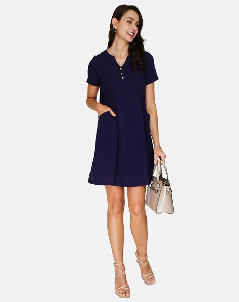 Robe en Lin & Coton Rose marine