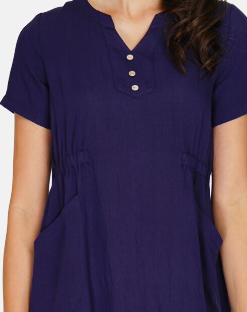 Robe en Lin & Coton Rose marine