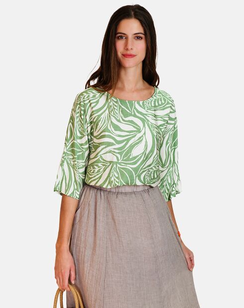 Top en Lin & Coton Géraldine jade