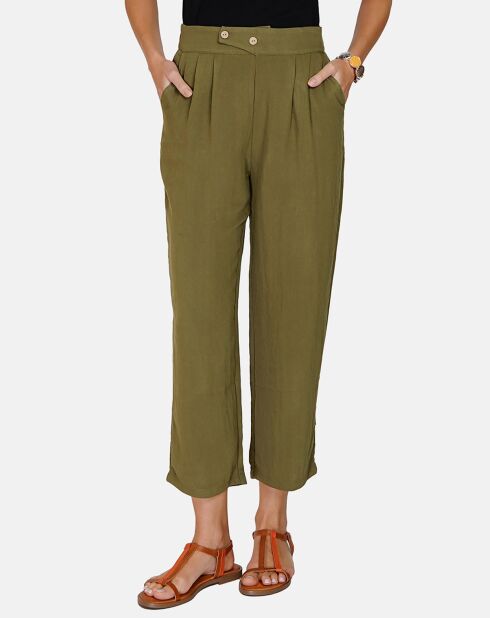 Pantalon en Lin & Coton Sylvia kaki claire