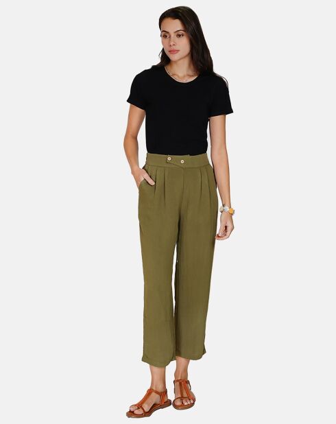 Pantalon en Lin & Coton Sylvia kaki claire