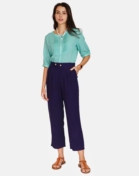 Pantalon en Lin & Coton Sylvia marine