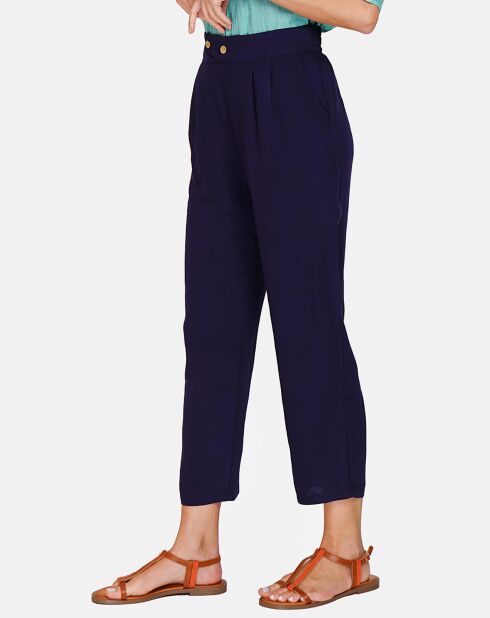 Pantalon en Lin & Coton Sylvia marine