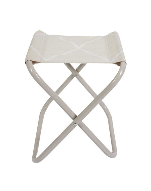 Tabouret pliant terre inconnue beige/blanc - 38x38x30 cm