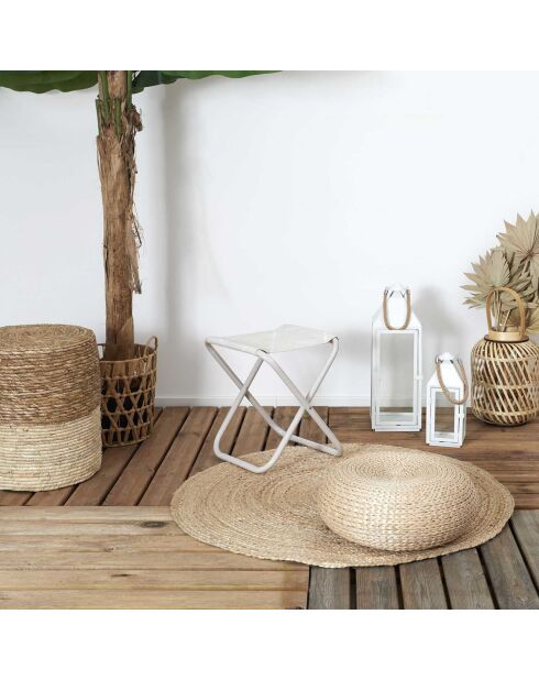 Tabouret pliant terre inconnue beige/blanc - 38x38x30 cm