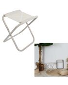 Tabouret pliant terre inconnue beige/blanc - 38x38x30 cm