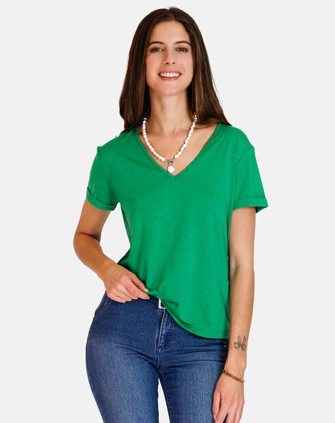 T-shirt en Coton & Lin Marta émeraude