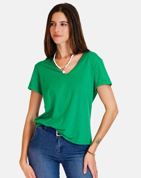 T-shirt en Coton & Lin Marta émeraude