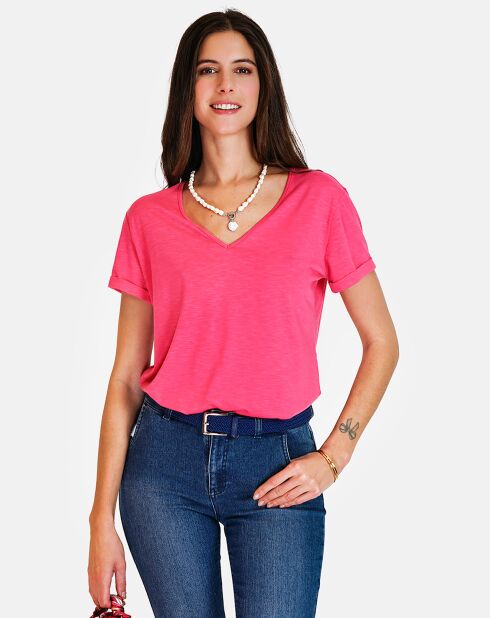 T-shirt en Coton & Lin Marta fushia