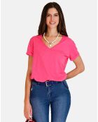 T-shirt en Coton & Lin Marta fushia
