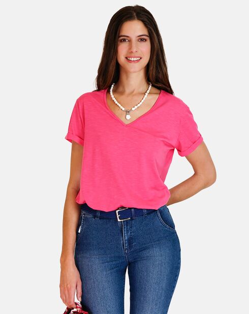 T-shirt en Coton & Lin Marta fushia