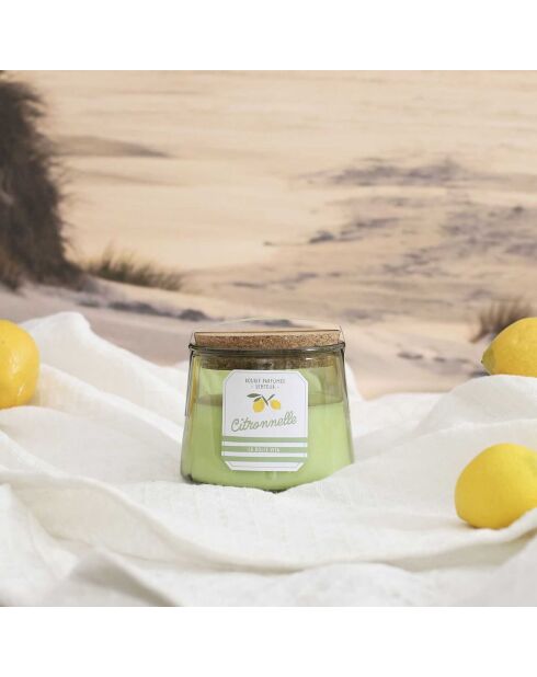 Bougie citronnelle pot bain de soleil coloris aléatoire - 2 mèches 25h