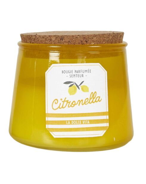 Bougie citronnelle pot bain de soleil coloris aléatoire - 2 mèches 25h