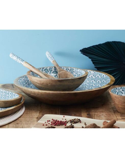 Service à salade manguier bleu - 22.5x5 cm