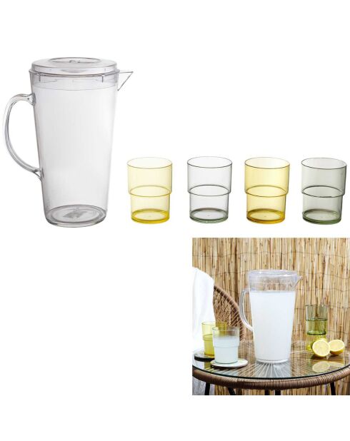 Krug mit 4 Sonnenbadegläsern - 19 cl