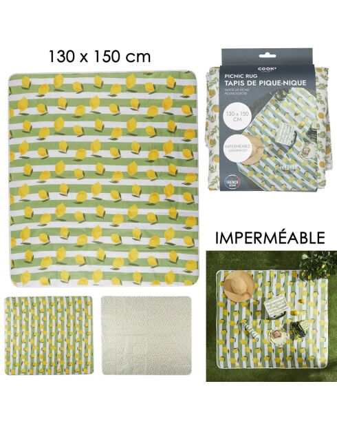 Tapis de pique nique bain de soleil  coloris aléatoire - 130x150 cm