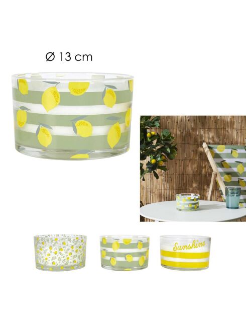 Candela prendisole alla citronella in colori casuali - 3 stoppini 20h