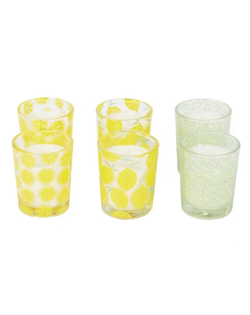 Coffret 6 bougies parfumées citronnelle - 1 mèche 11h