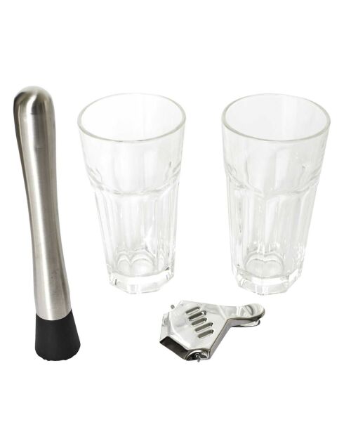 Set a mojito argenté/transparent - 26x23x23 cm