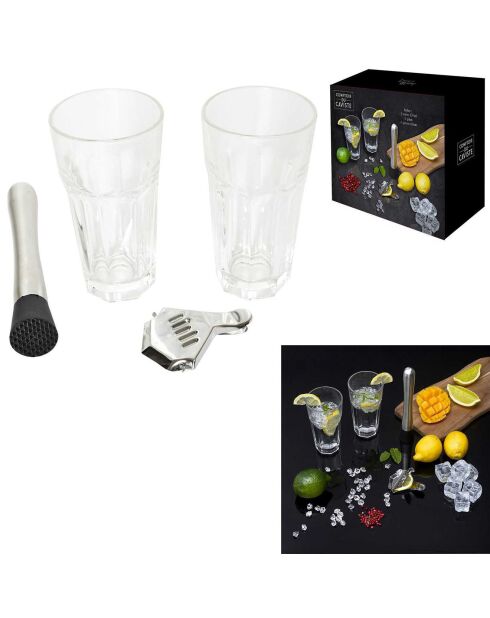 Set a mojito argenté/transparent - 26x23x23 cm