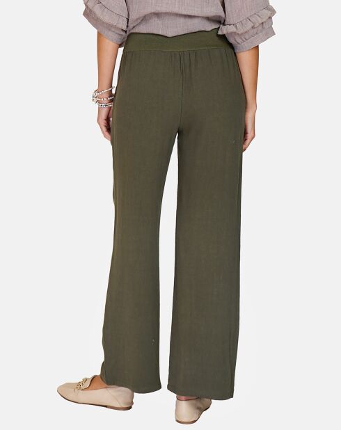 Pantalon en Lin & Coton Emily kaki claire