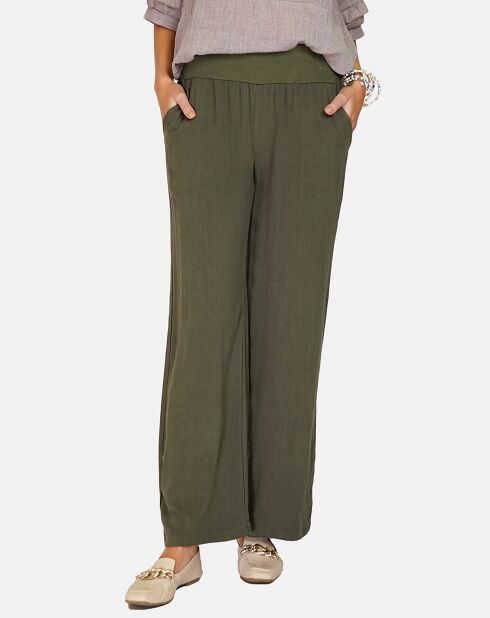 Pantalon en Lin & Coton Emily kaki claire