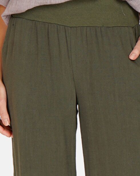 Pantalon en Lin & Coton Emily kaki claire