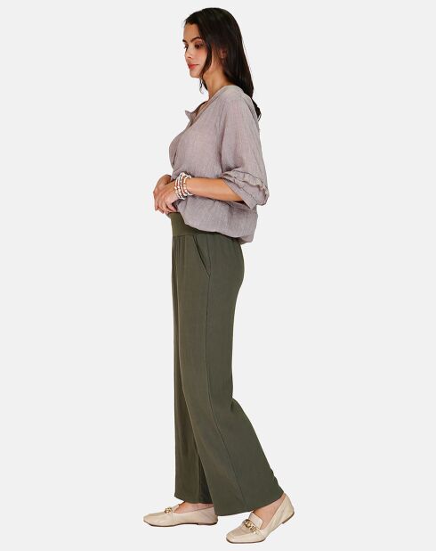 Pantalon en Lin & Coton Emily kaki claire
