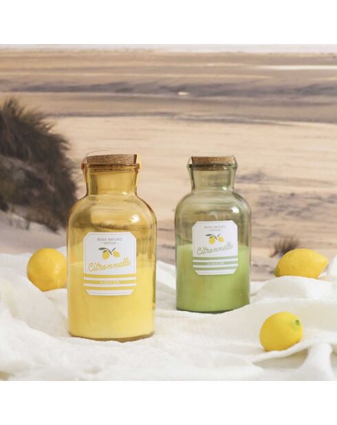 Citronella-Kerze in einer Sonnenbadflasche in zufälligen Farben — 3 Dochte 85h