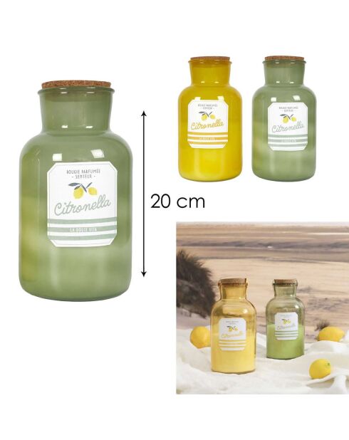 Bougie citronnelle fiole bain de soleil coloris aléatoire - 3 mèches 85h