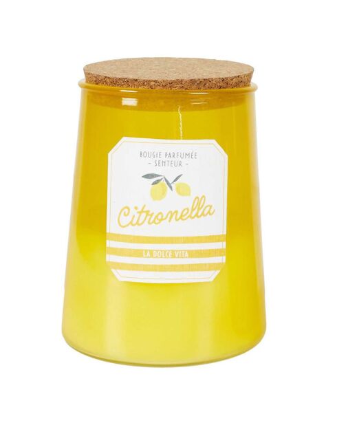 Bougie citronnelle pot bain de soleil coloris aléatoire - 3 mèches 75h