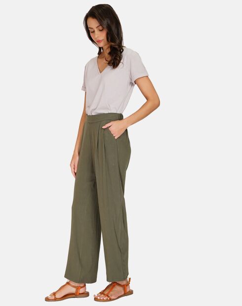 Pantalon en Lin & Coton Louise kaki claire