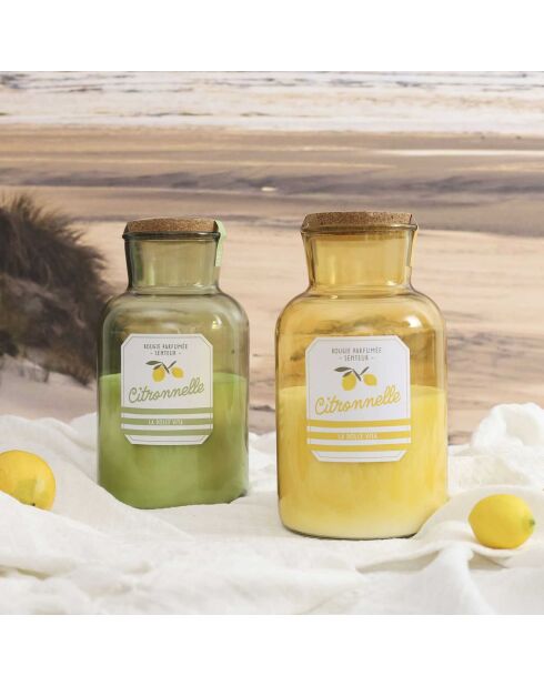 Bougie citronnelle fiole bain de soleil coloris aléatoire - 1 mèche 75h