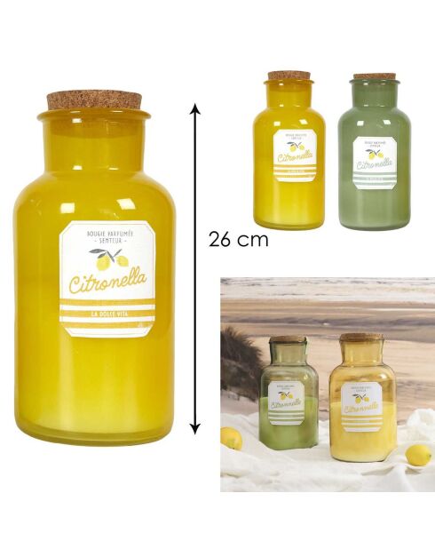 Bougie citronnelle fiole bain de soleil coloris aléatoire - 1 mèche 75h