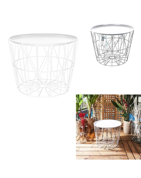 Table filaire blanche - D.52.5x40 cm