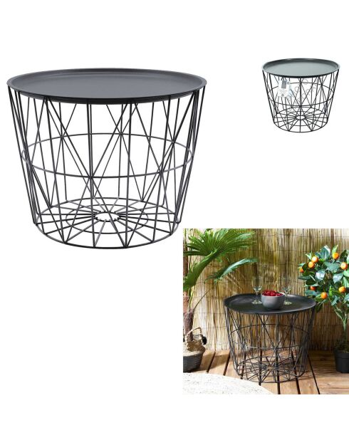 Table filaire grise - D.52.5x40 cm