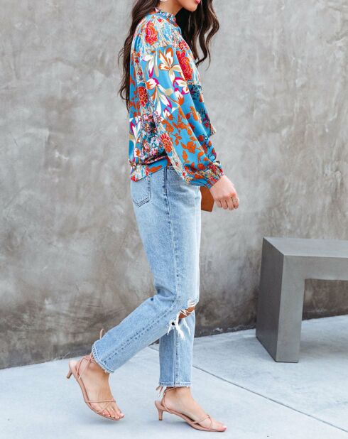 Blouse Fariha bleu/floral