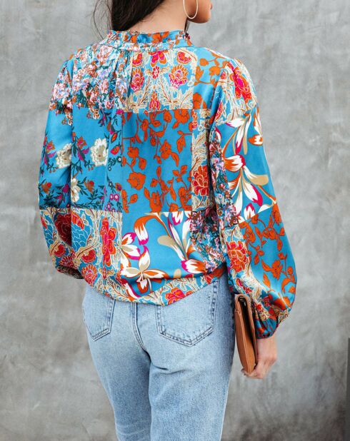 Blouse Fariha bleu/floral