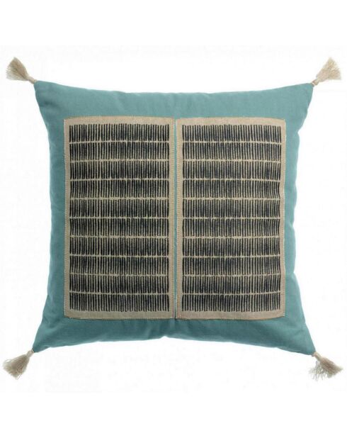Coussin Brodé Yael prusse - 45x45 cm