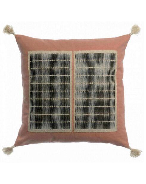 Coussin Brodé Yael bois de rose - 45x45 cm