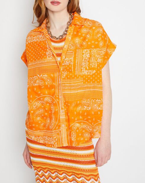 Chemise Eros imprimée bandana orange